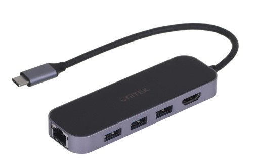 HUB USB-C 3.1, RJ-45,3XUSB-A,HDMI,4K,PD100W
