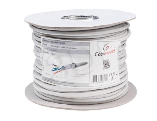 Kabel sieciowy GEMBIRD FPC-5004E-SO/100C (F/FTP; 100m; kat. 5e; kolor szary)