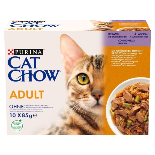 PURINA Cat Chow Jagnięcina, zielona fasolka - mokra karma dla kota - 10x85 g