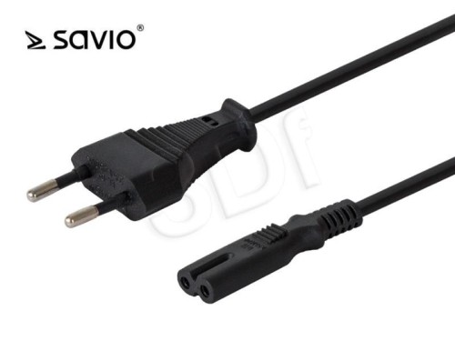 Kabel SAVIO CL-97 (2-Pin F - Euro M; 1,2m; kolor czarny)