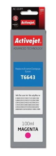 AE-664M Tusz (zamiennik Epson T6643; Supreme; 100 ml; czerwony)