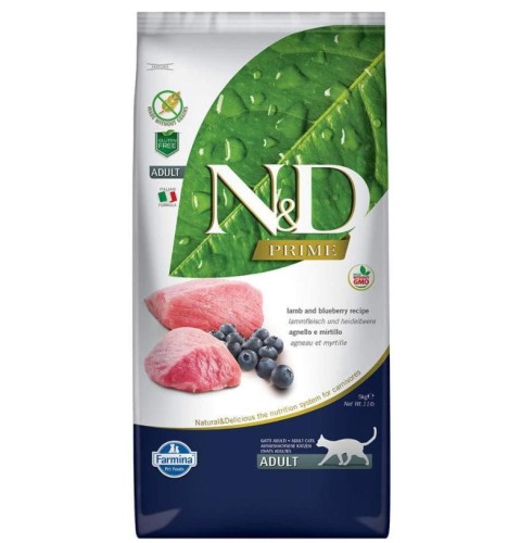 N&D Prime Lamb & Blueberry Adult - sucha karma dla kota - 5kg