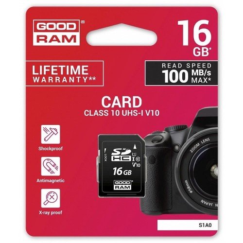 Karta pamięci GoodRam S1A0-0160R12 (16GB; Class 10, Class U1, V10; Karta pamięci)