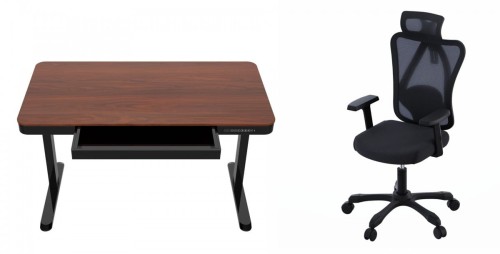 Zestaw Biurko TUCKANO czarny/orzech + Fotel ergonomiczny GEMBIRD czarny