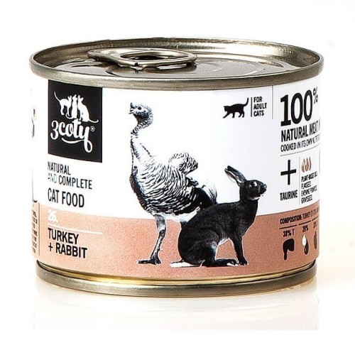 3Coty TURKEY + RABBIT for Adult cats 180g