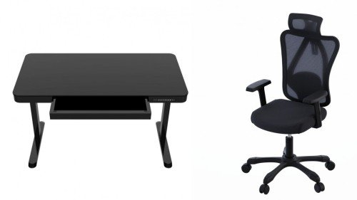 Zestaw Biurko TUCKANO czarne + Fotel ergonomiczny GEMBIRD czarny