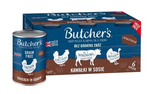 Butchers Original Recipe in Gravy mix smaków z warzywami w sosie karma dla psa 6 x 400g'