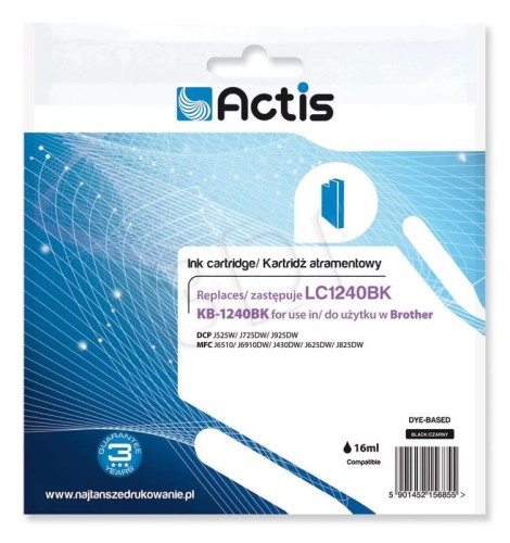 Actis KB-1240Bk Tusz (zamiennik Brother LC1240BK/LC1220BK; Standard; 19 ml; 600 stron, czarny)