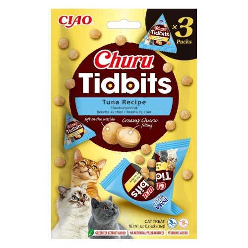 INABA CAT CHURU TIDBITS 3P TUNA RECIPE 3x12g