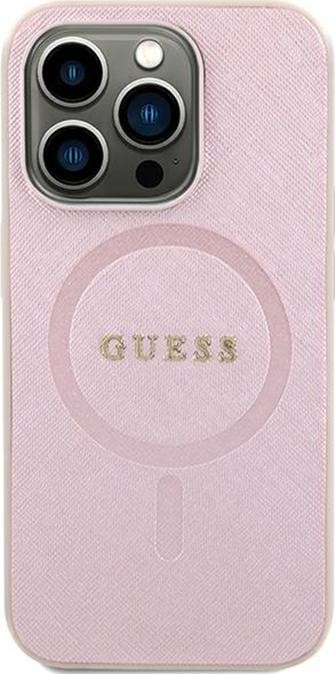 Guess Saffiano MagSafe - Etui iPhone 15 (różowy)