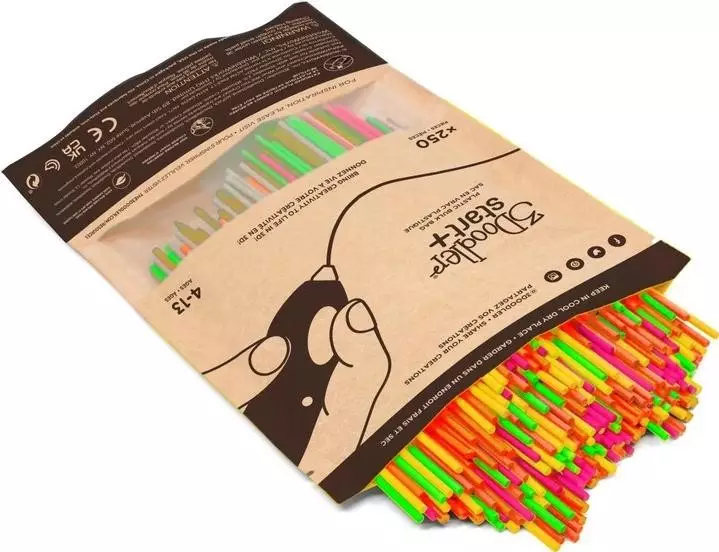 3Doodler Start Filament Eko | 2.5mm | 250 sztuk | 4 kolory Neon Glow