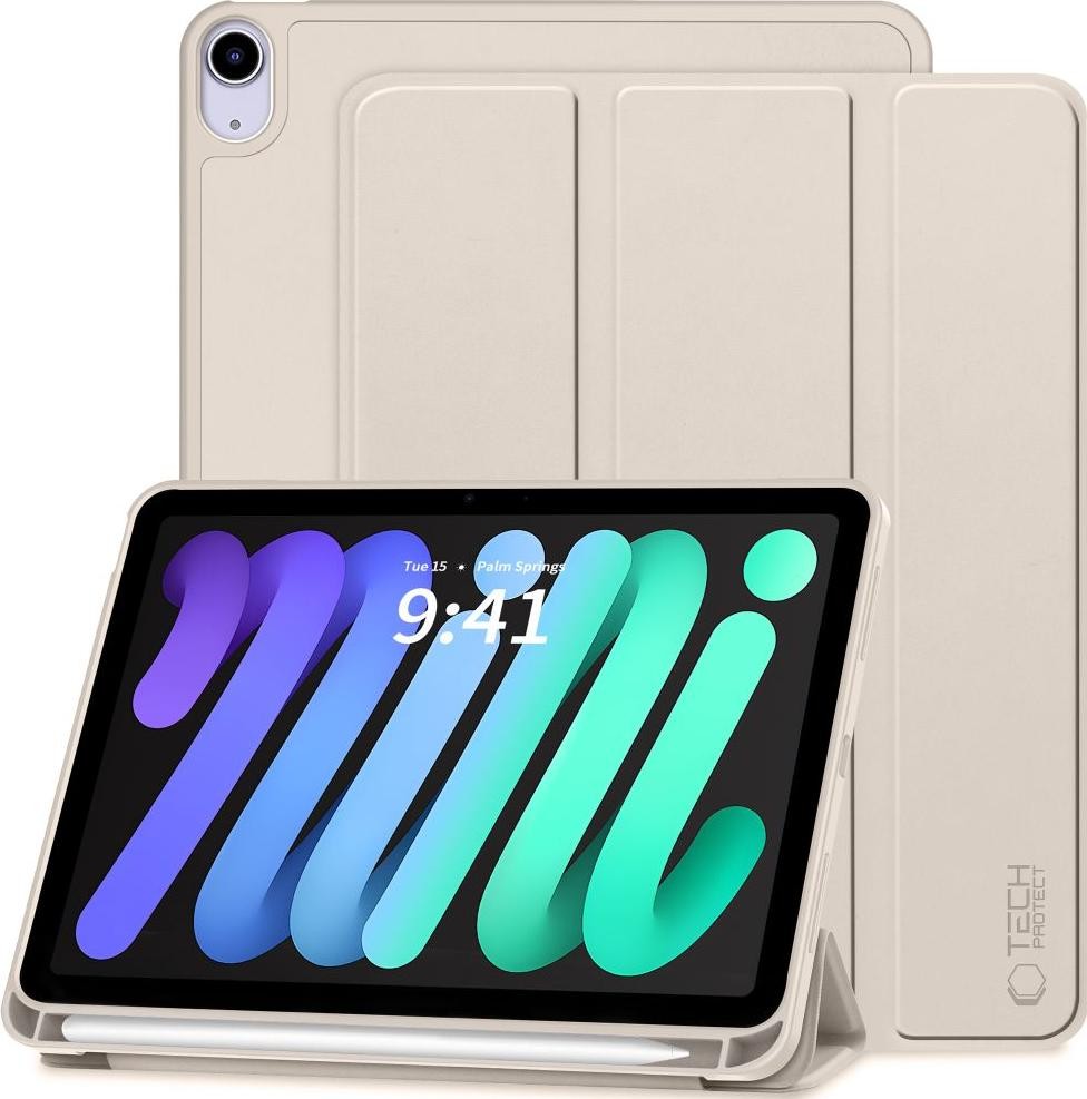 Etui z klapką Tech-Protect SmartCase Pen do iPad mini 8.3 6 / 7 / 2021-2024 złoty