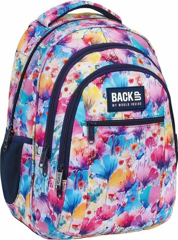 BackUP 6 Kwiaty Letnie 3-komorowy O09 granatowo-różowy