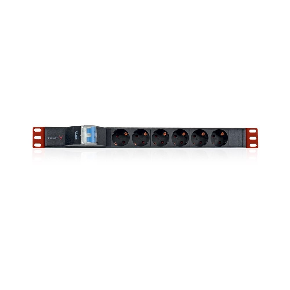 Techly 100471 Listwa zasilająca PDU Rack 19'' 1U, 6x Schuko, 250V/16A kabel 3m