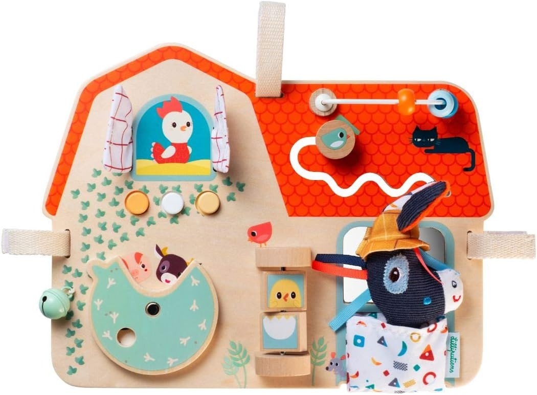 Nauka przez zabawę,tablice,zabawka edukacyjna Lilliputiens Farma Drewniana Tablica Manipulacyjna