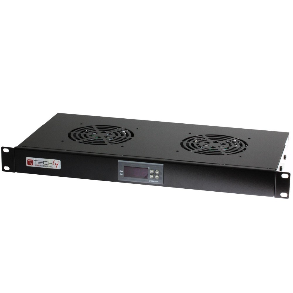 Akcesoria do szaf Techly 023349 Panel chłodzący 2x23W Rack 19'' 1U, z termostatem LED