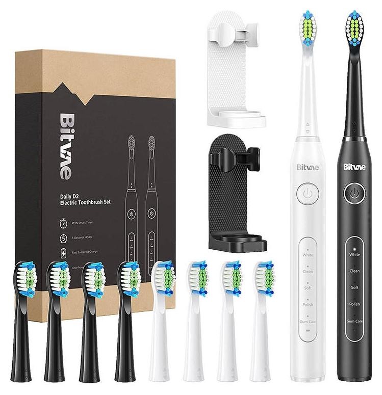 Szczoteczka soniczna Bitvae D2 Zestaw biały/czarny