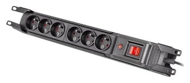 Armac M6 Rack 19'' | Listwa zasilająca | przeciwprzepięciowa, 6 gniazd, przewód 1.5m, czarna