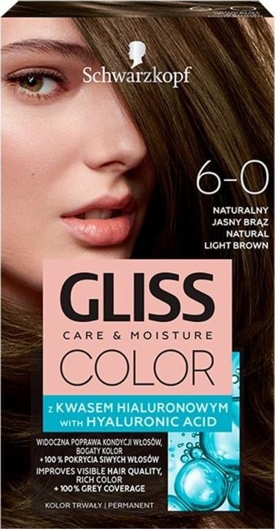 Damski Schwarzkopf Gliss Color Farba Do Włosów 6-0 Naturalny Jasny Brąz