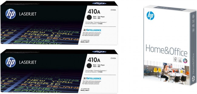 Oryginał Zestaw Toner HP CF410A czarny - dwie sztuki + Papier HP Home & Office