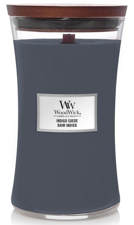 Świeczka duża WoodWick Indigo Suede 609,5g