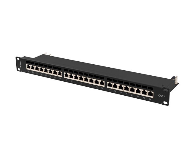 Patch panel Lanberg Patch Panel 24 port 1U 19'' kat.7 FTP ekranowany czarny