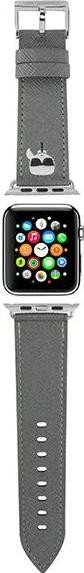 Karl Lagerfeld Saffiano Karl Head – Pasek do Apple Watch 42/44/45 mm (srebrny)