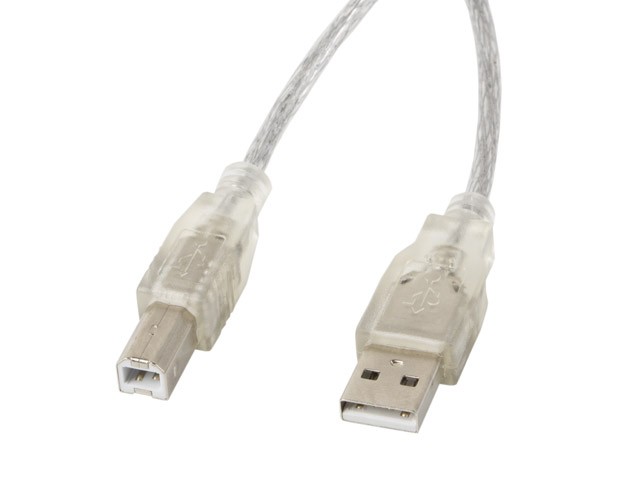 Lanberg kabel USB-A - USB-B M/M 2.0 3m przezroczysty ferryt