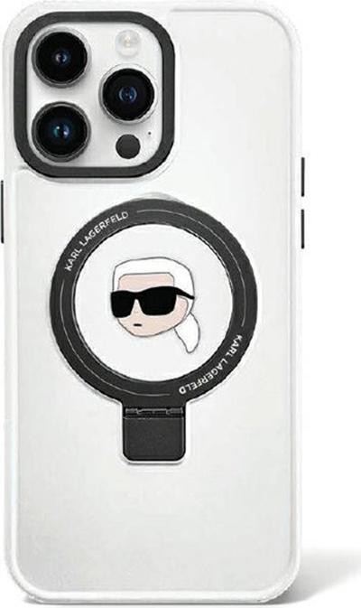 Karl Lagerfeld Ring Stand Karl Head MagSafe - Etui iPhone 15 (biały)