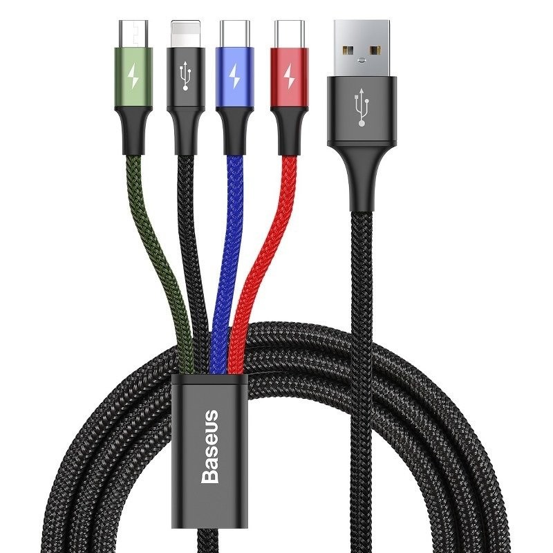 Baseus Fast 4w1 2xUSB-C / lightning / Micro 3,5A 1.2m (czarny)