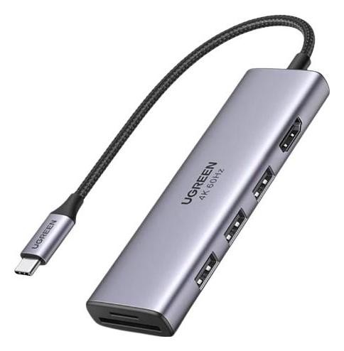 Ugreen 5w1 CM511 USB-C - 3x USB3.0 + HDMI + TF/SD szary