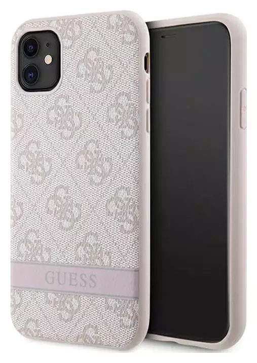 Guess 4G Printed Stripe do iPhone 11 / iPhone XR (różowy)