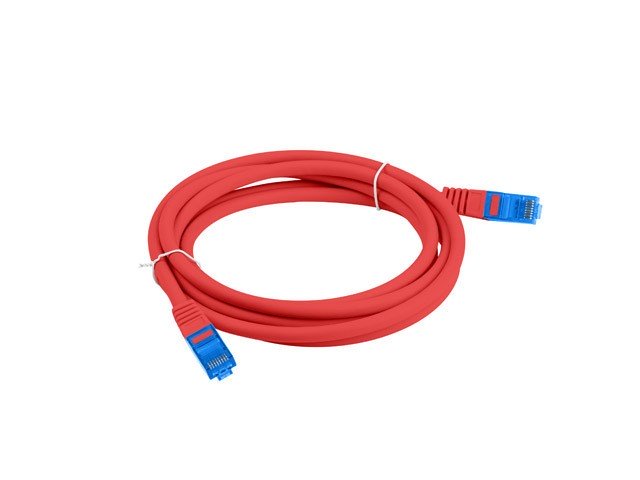 Patchcord kat.6A S/FTP LSZH CCA 0.5m czerwony Fluke Passed Lanberg