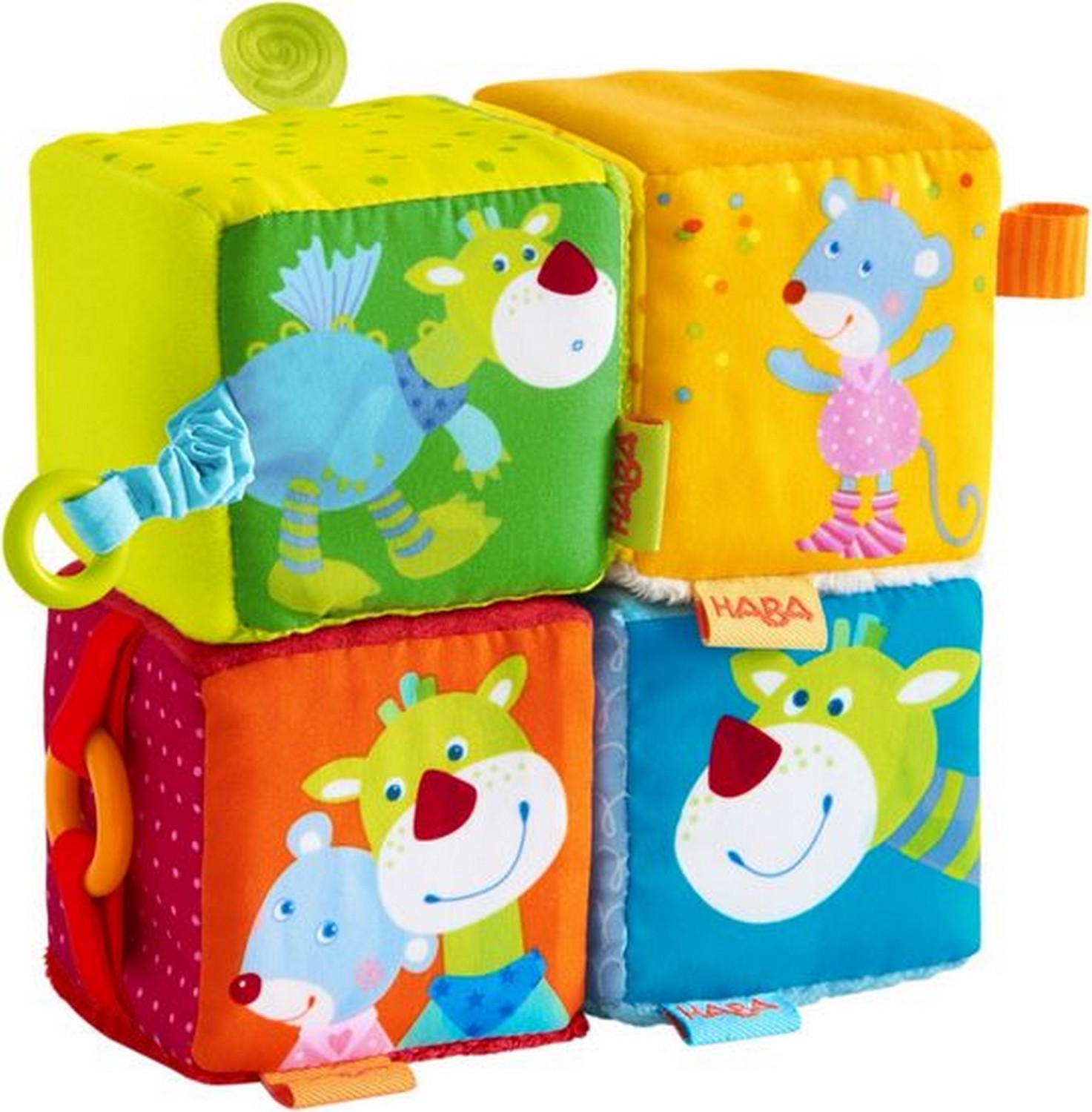 Kostka nauka przez zabawę zabawka edukacyjna HABA Myszka Merle i Smok Duri Kostki Do Zabawy 303878