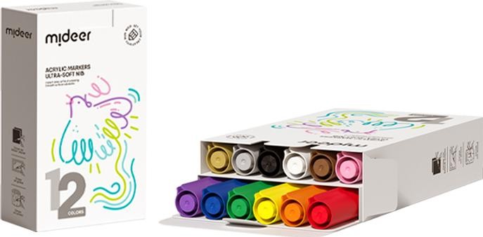 Flamastry Mideer Markery Akrylowe 12 szt MD1259