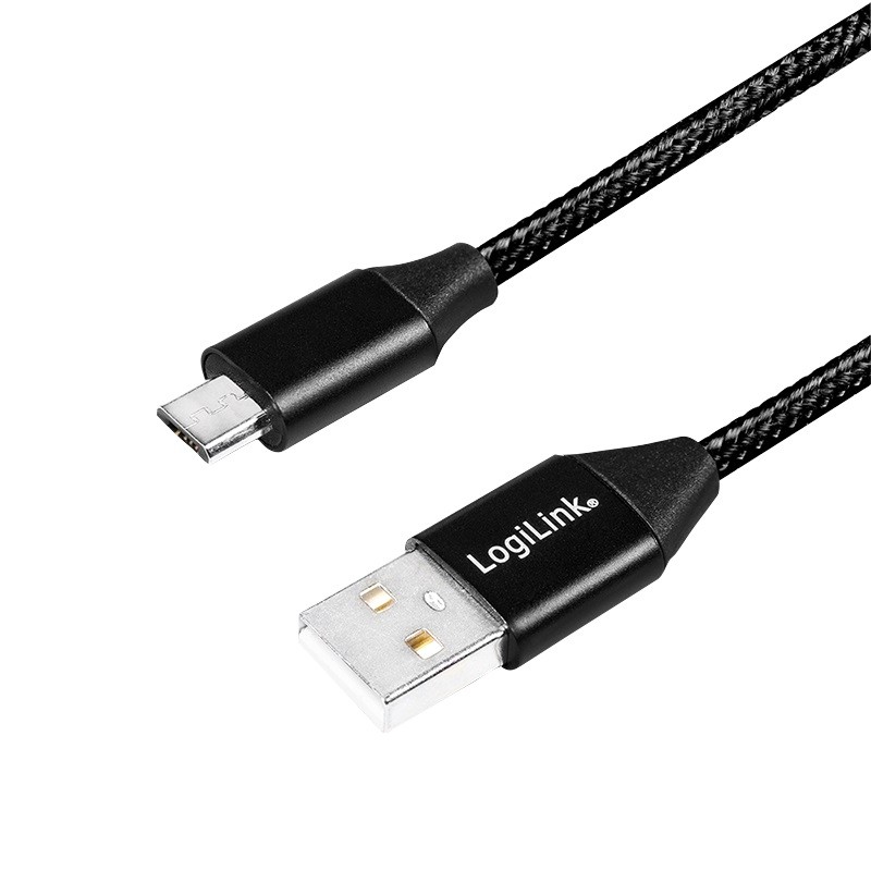 LogiLink micro USB w oplocie 0.3m czarny