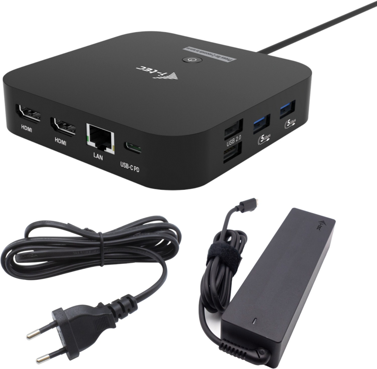 i-tec USB-C Dual HDMI 2xHDMI 4K 60Hz 2x USB-C (10Gbps+5Gbps) 4x USB-A (2x5Gbps) Power Delivery 100W LAN Audio + uniwersalana ładowarka 100W