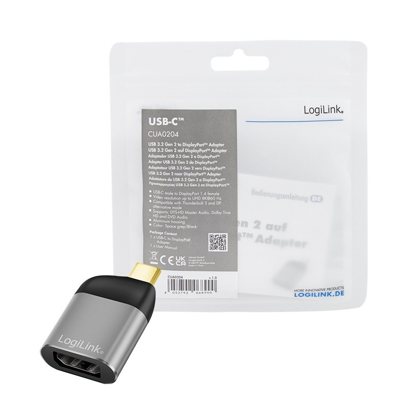 LogiLink USB 3.2 USB-C (M) - DisplayPort (F) 8K