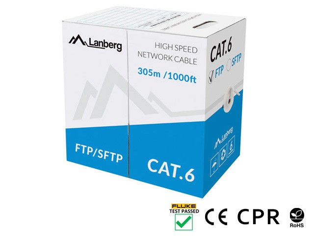 Lanberg kabel LAN FTP kat.6 305m drut CU szary CPR + fluke passed