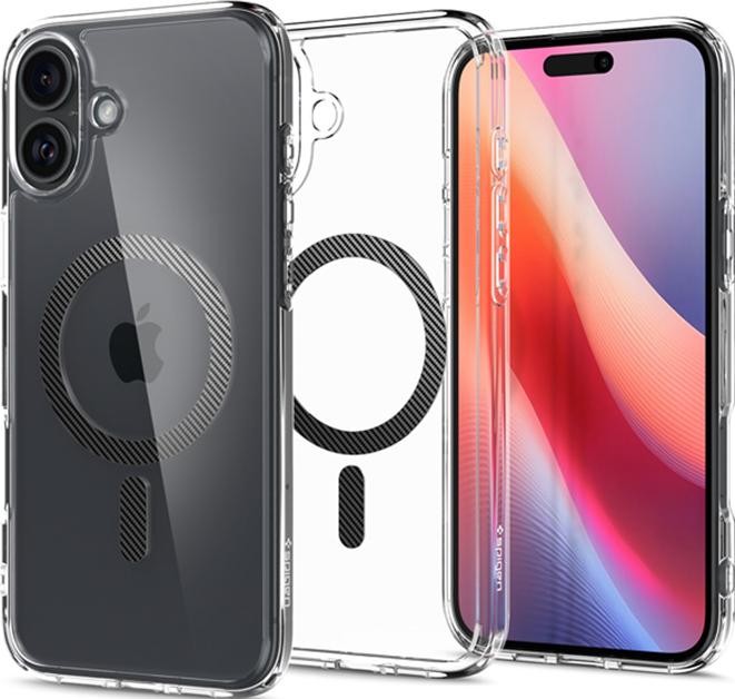 Etui typu plecki Spigen Ultra Hybrid Mag do iPhone 16 przezroczysty szary