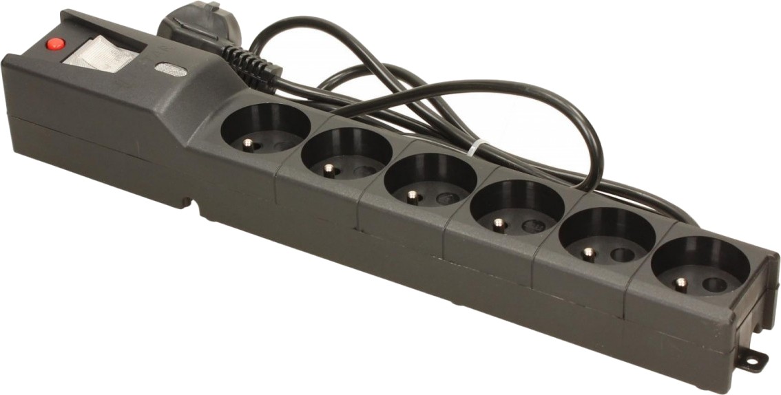 Listwa przeciwprzepięciowa LX 610, 1L, 5,0m, czarna