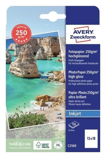 Jednostronne powlekanie Papier Avery fotograficzny Premium wysokobłyszczący, 250 g, 130 x 180 mm