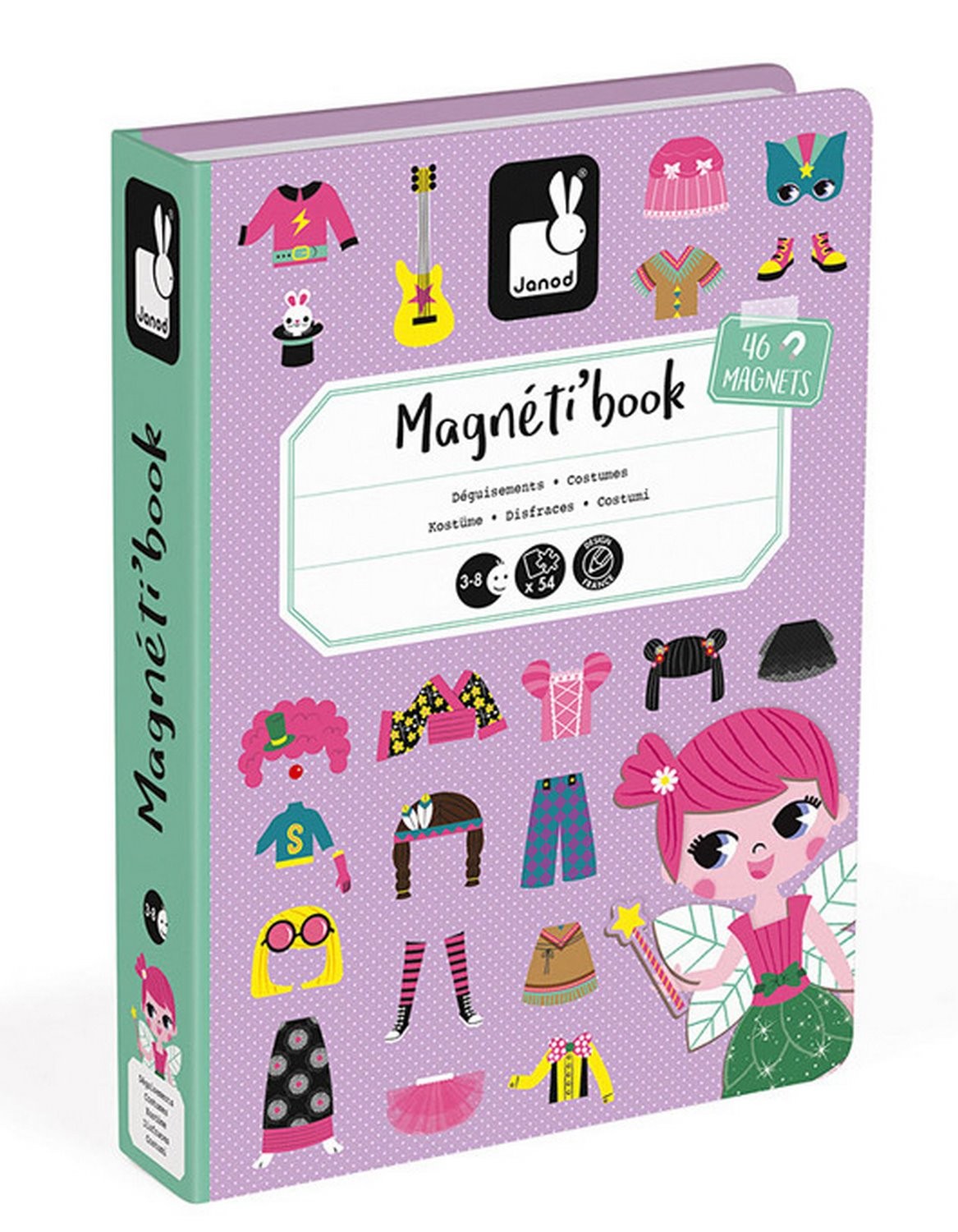 Zabawka edukacyjna,zabawki magnetyczne Janod Magnetibook Kostiumy Dziewczynka