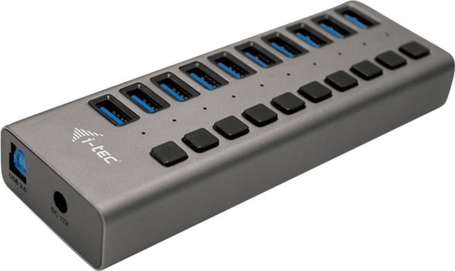 Aktywny i-tec USB 3.0 Charging HUB 10 HUB Ładujący z zasilaczem 48W 10x USB 3.0 (max. 10W) z wyłącznikami 5 Gbps