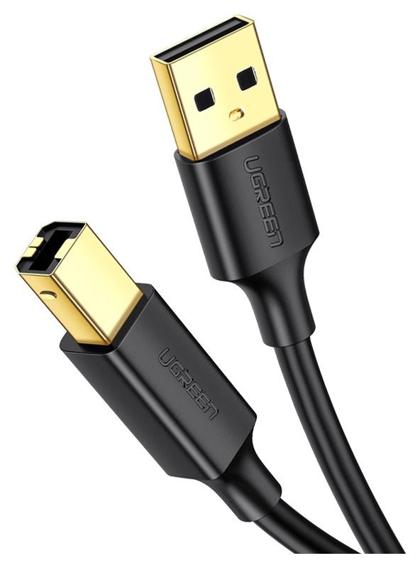 Ugreen US135 Kabel USB 2.0 A-B do drukarki, pozłacany, 3m czarny