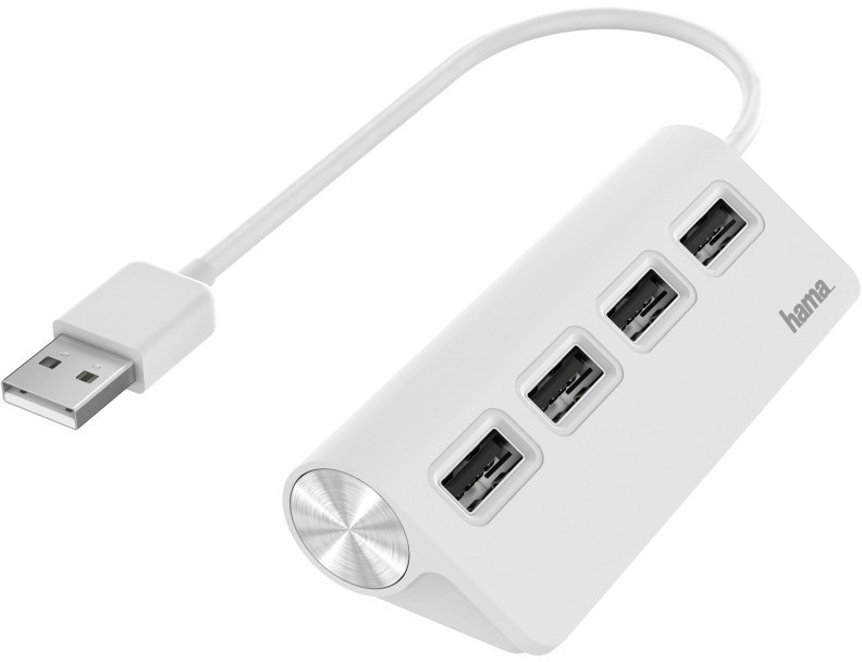 Hama USB 2.0 4xUSB-A biały