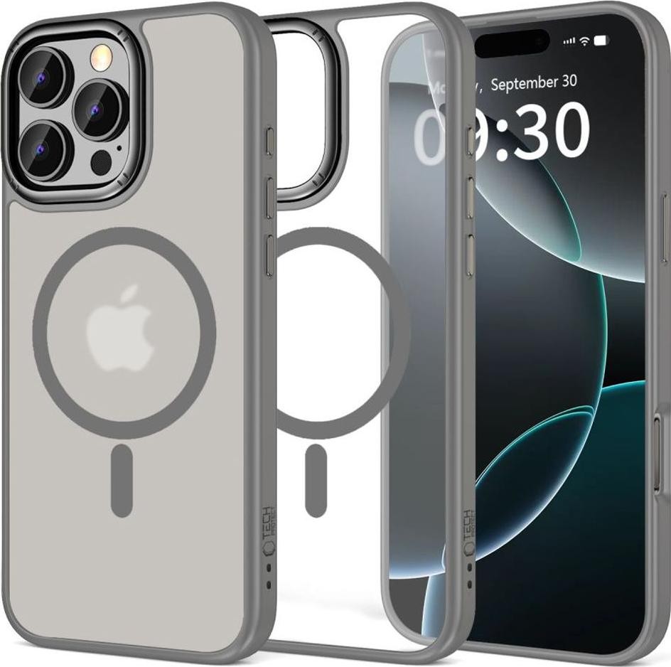 Etui typu plecki Tech-Protect MagEdge MagSafe iPhone 16 Pro przezroczysty szary