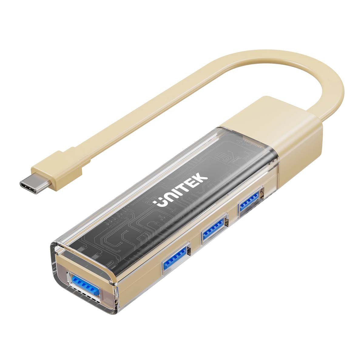 Unitek hub dwukierunkowy USB C/USB A 5Gbps kremowy