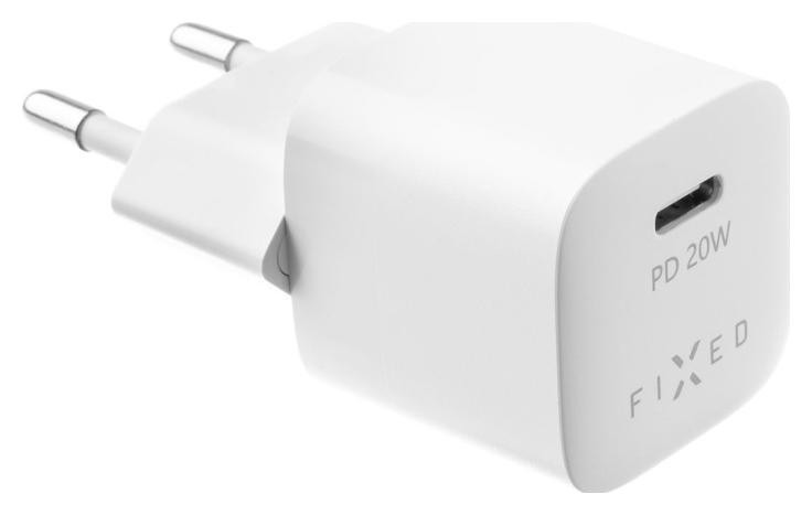 Fixed Mini USB-C Travel Charger 20W + Kabel USB-C/Lightning, biały