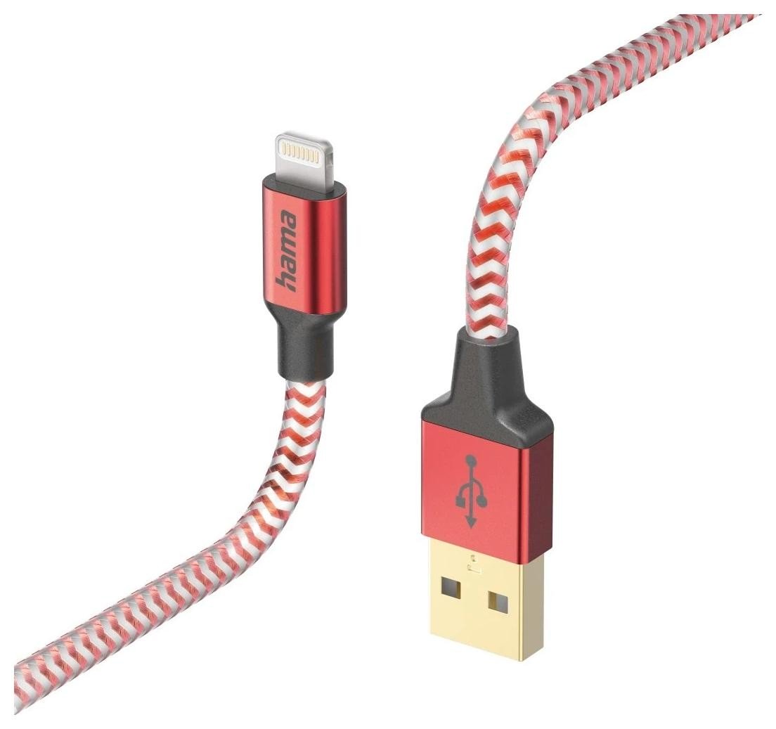 Hama Reflected USB-A - Lightning 1,5 m czerwony